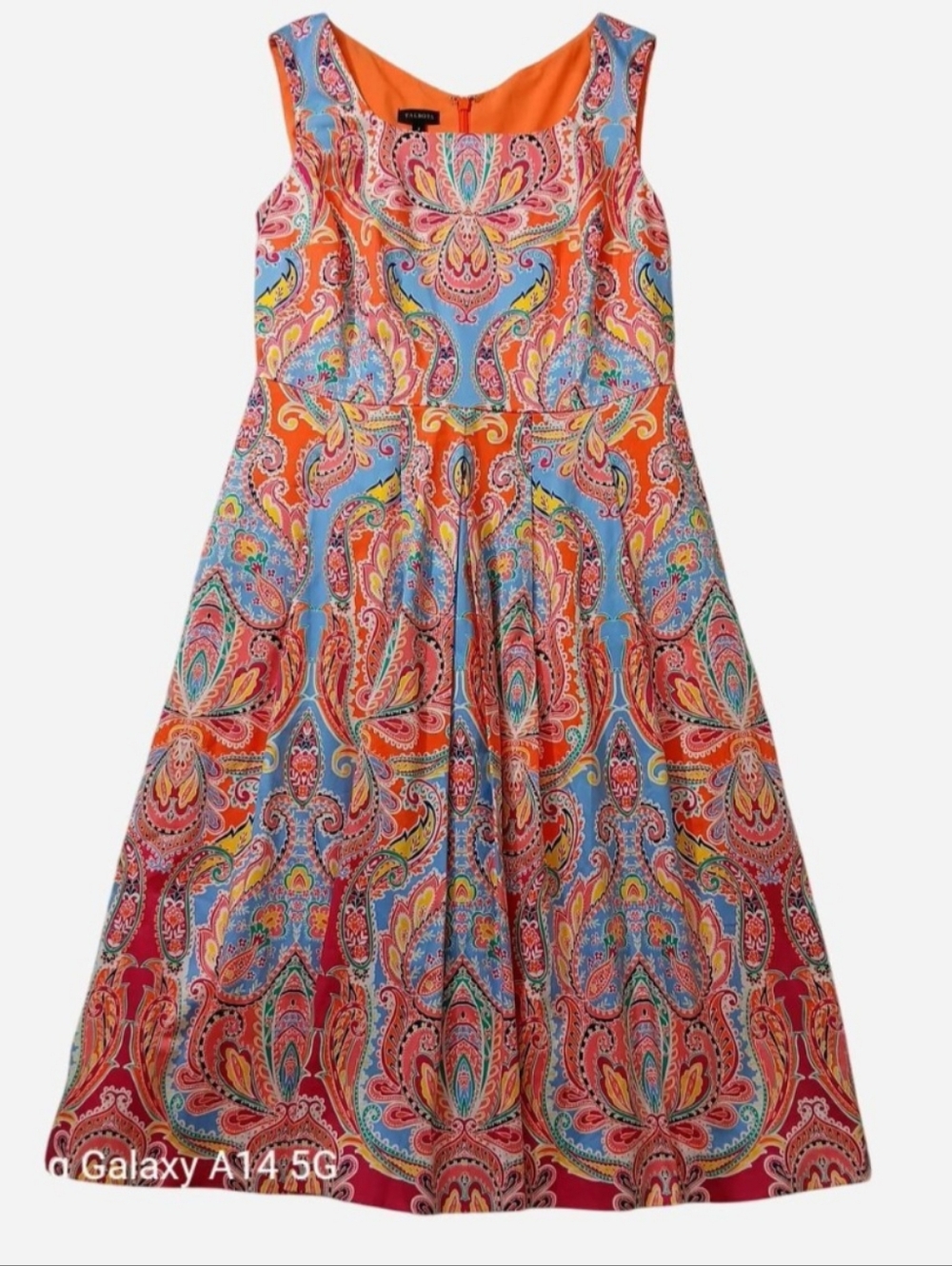 Talbots Paisley Print Dress Bright Orange Women's Size 2 Fit And Flare Preppy